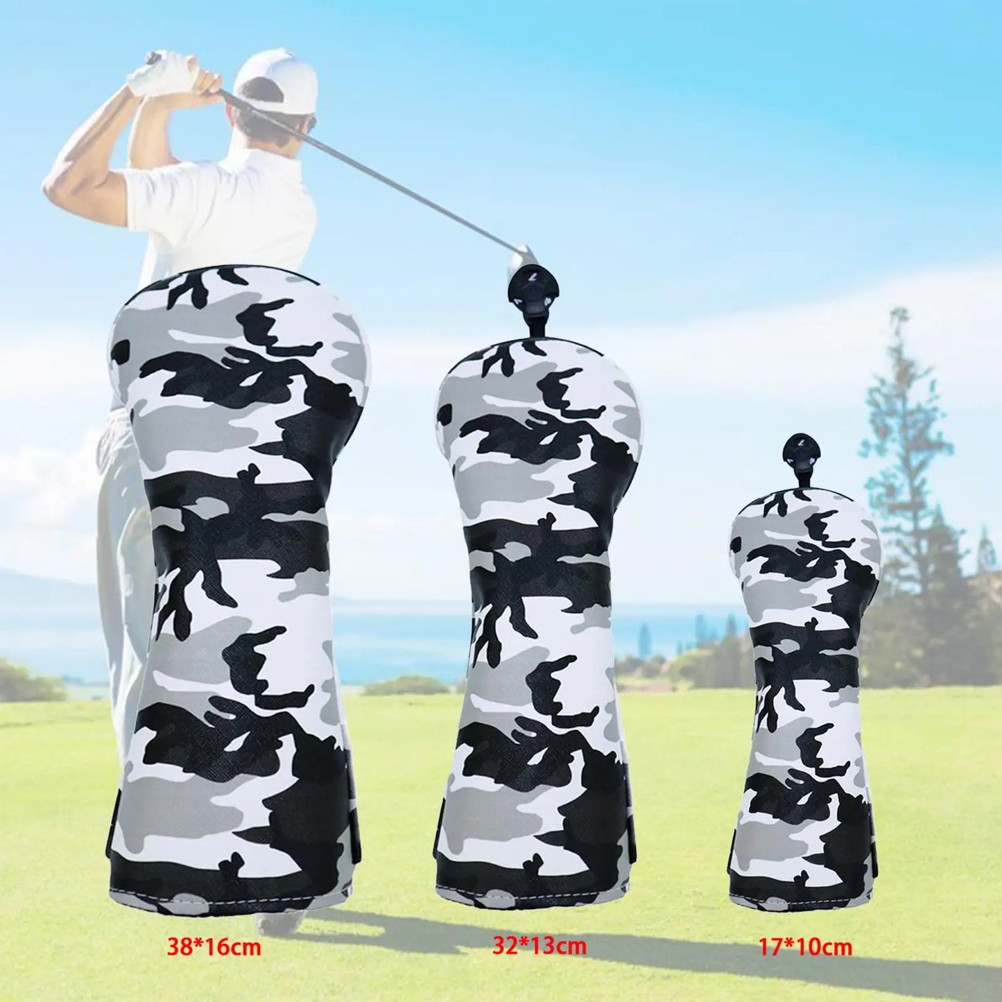 Durable Camo Golf Wood Head Cover Driver Fairway Headcover Sleeve Protector