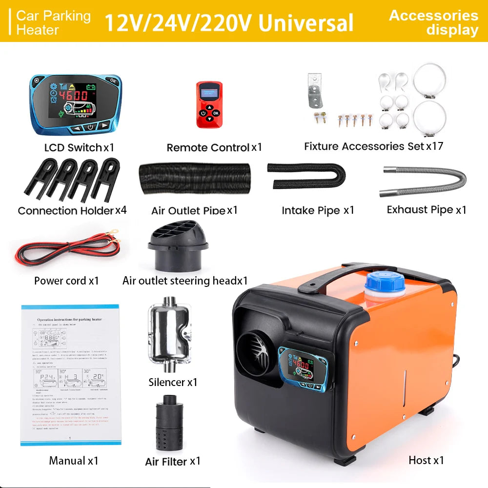 5KW-8KW Car Heater 12V/ 24V/ 220V 3in 1 Car Air Diesel Heater For Bus Auto Boats Trucks RV Ships Air Diesel Parking Heater