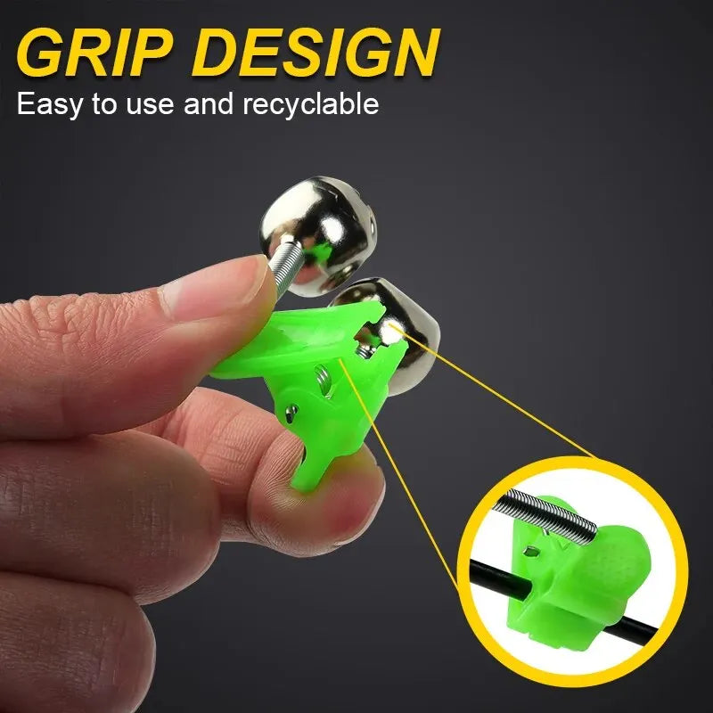 5/10pcs Fishing Bite Alarms Fishing Rod Bells Tip Clip Bells Ring Green ABS Fishing Accessory Outdoor Pole Fish Bites Indicators