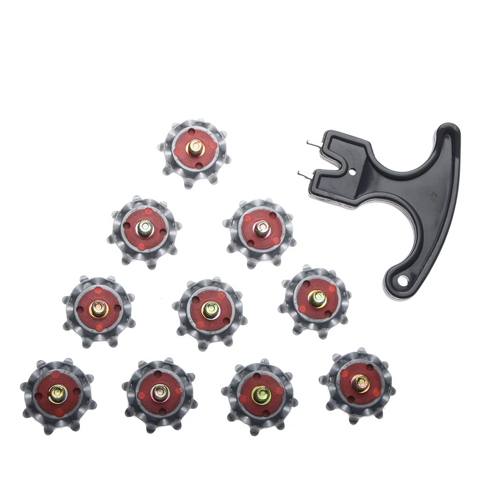 10Pcs Soft Golf Shoe Spikes Metal Thread Studs Replacement Twist Shoe Spikes Replacement Set With Wrench Tool