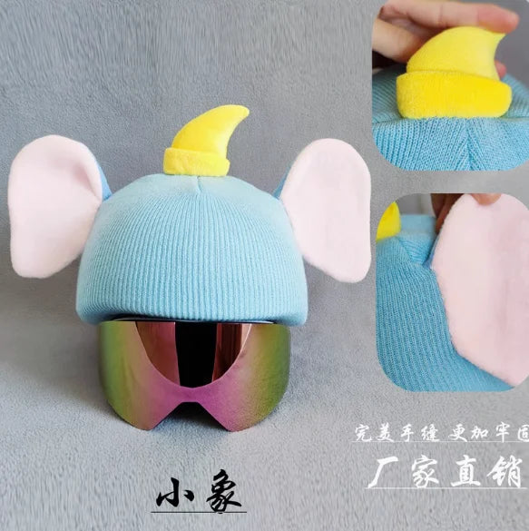 Ski Helmet Cover Cute Cartoon Warm Personality Single Double Board Helmet Cap Bicycle Helmet Doll Decoration Windproof Cover