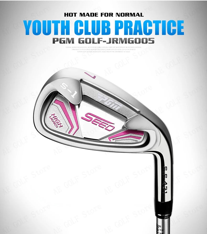 PGM child Golf Club Sets kids Learning Iron Carbon Putter Headcover Bracket Bag 120-165cm Height Boy Kids Junior Clubs JRTG005