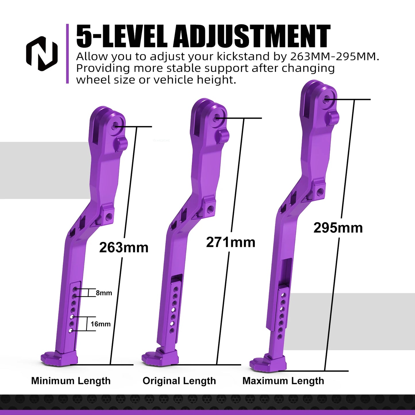 NICECNC For 2024 Surron Light Bee X S L1E 5-Level Adjustable Kickstand Surron Electric Bike Foot Side Stand For Segway X160 X260