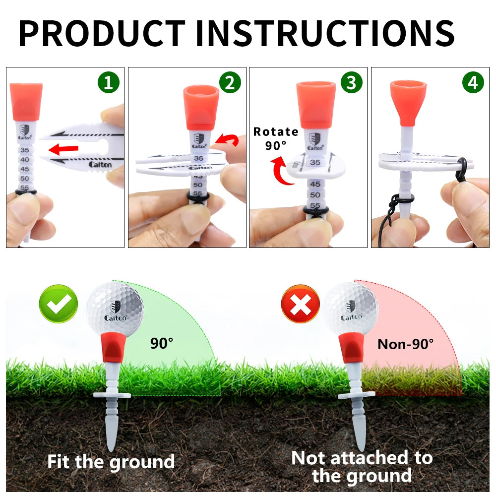 Caiton Cdjustable Golf Tee, Easy Tee, Excellent Durability And Multi-Function, Adjustable Height in 35-55mm/2.17inMulticolor Opt