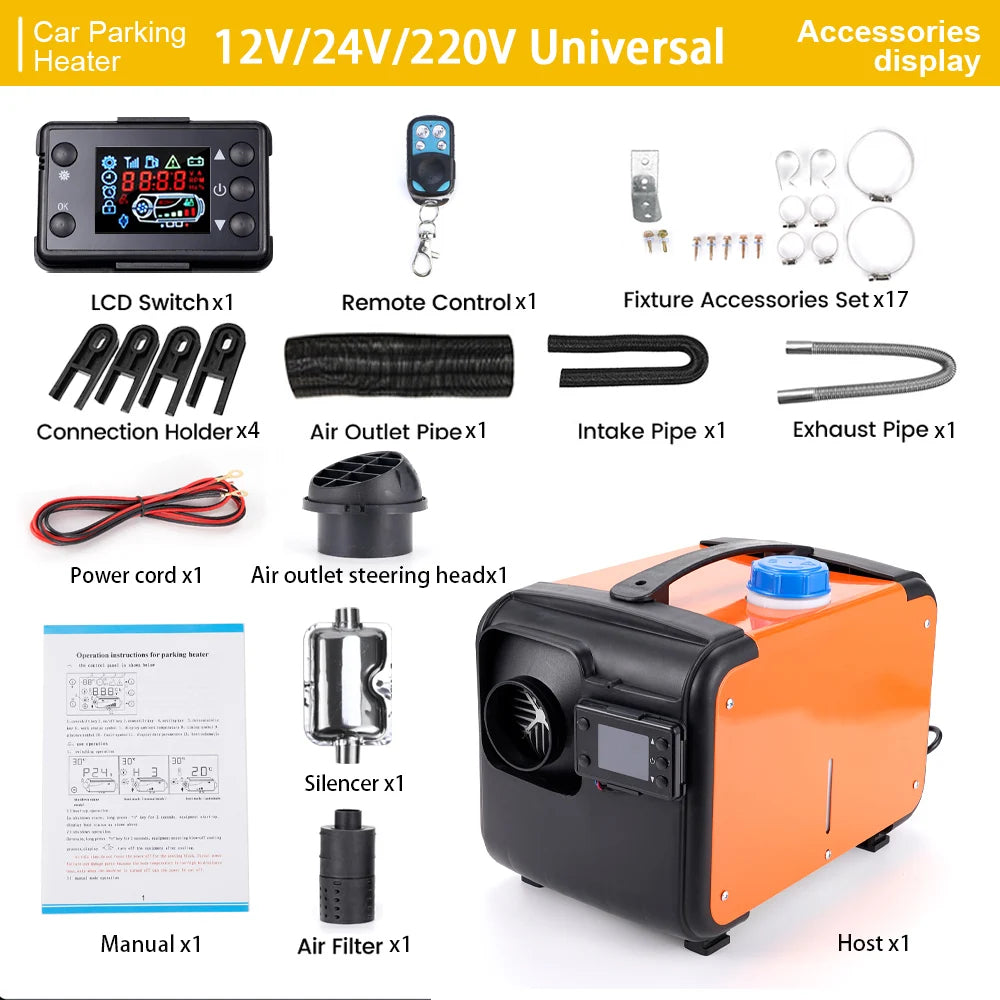5KW-8KW Car Heater 12V/ 24V/ 220V 3in 1 Car Air Diesel Heater For Bus Auto Boats Trucks RV Ships Air Diesel Parking Heater