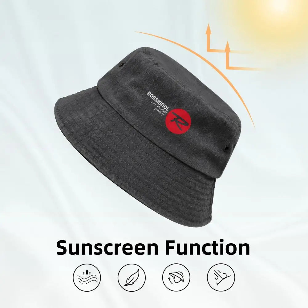White Rossignol Logo Bucket Hat Fisherman Hat Cotton Sun Hat
