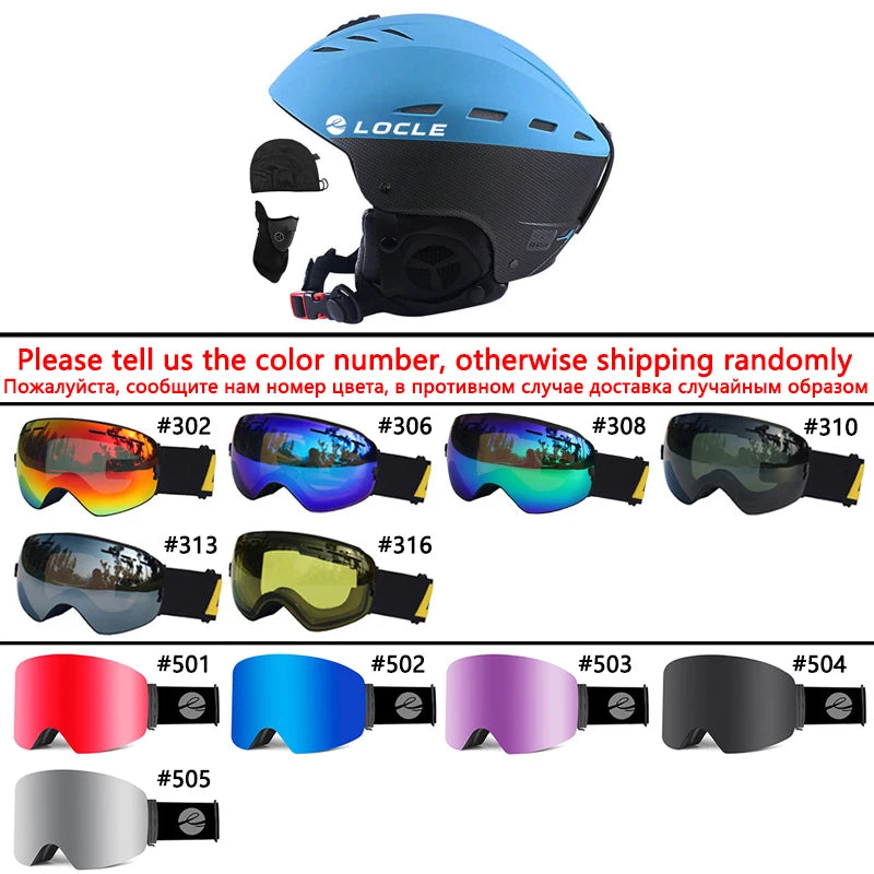 LOCLE Professional Skiing Helmet Men Women Children Ski Helmet Snow Skating Snowboard Snowmobile Skateboard Helmet Size 52-61cm
