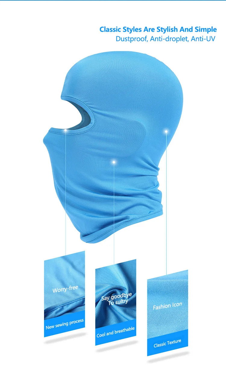 Breathable Balaclava Motorcycle Face Mask Moto Helmet Bandana Hood Windproof Dustproof Face Shield Men's MTB Bike Full Face Mask