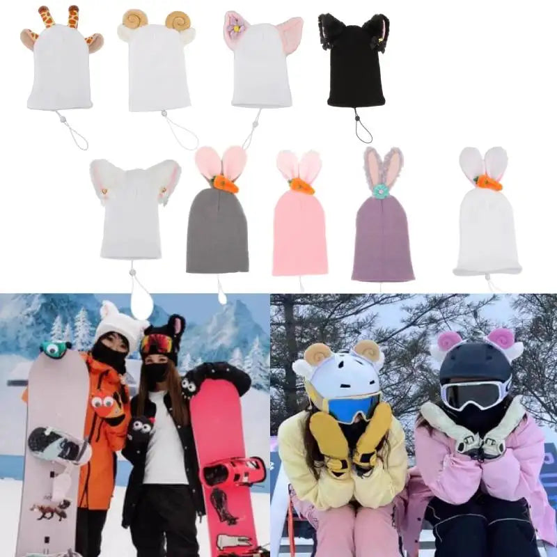 Ski Helmet Cover Funny Single Board Double Board Warm Ski Helmet Cover Personality Cover Unicorn Rabbit Ear Giraffe Lovely Goat