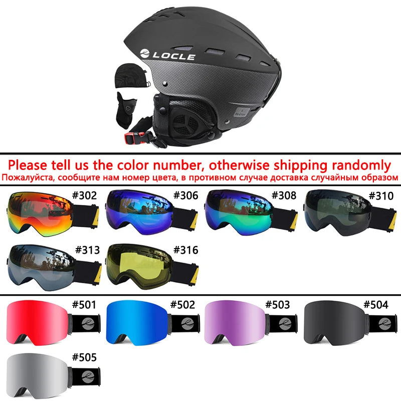 LOCLE Professional Skiing Helmet Men Women Children Ski Helmet Snow Skating Snowboard Snowmobile Skateboard Helmet Size 52-61cm