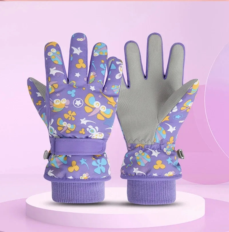 Winter Children Ski Gloves Thicken Waterproof Kids Gloves Snowboard Riding Snow Child Winter Gloves for Boys Girls 4-13Y