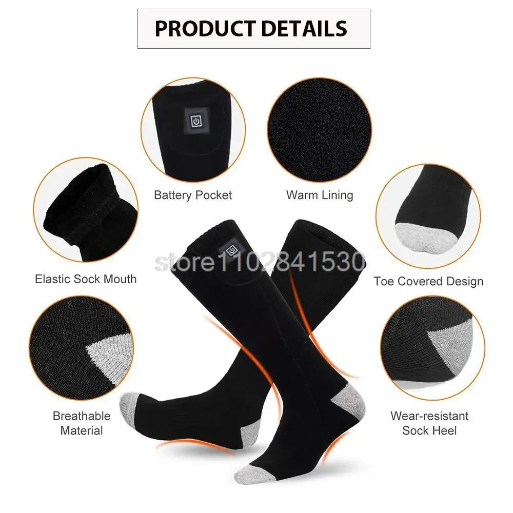 Winter Heated Socks Rechargeable Heating Socks With Battery Case Heated Socks Warmth Outdoor Heated Boots Snowmobile Winter Ski