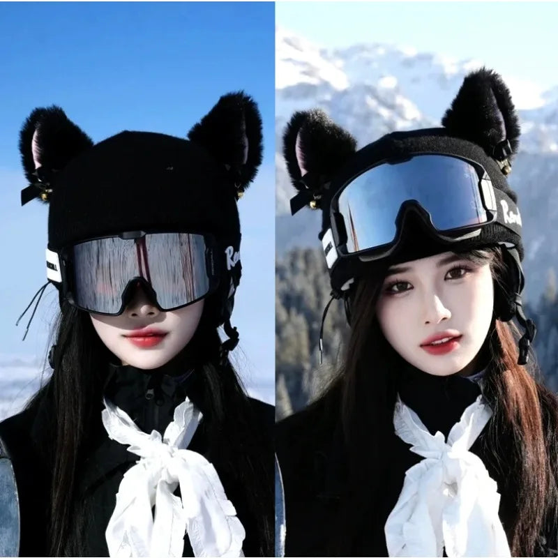 Ski Helmet Cover Cute Cartoon Warm Personality Single Double Board Helmet Cap Bicycle Helmet Doll Decoration Windproof Cover