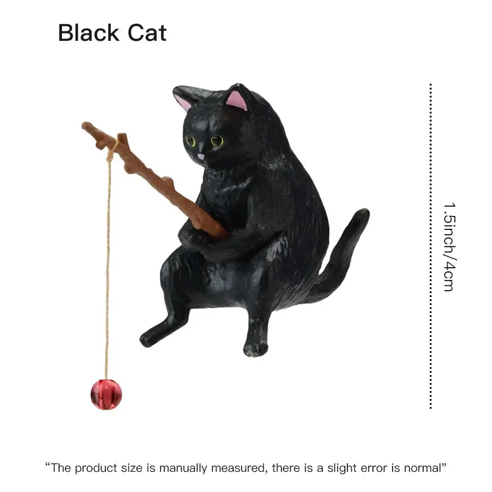 Fish Tank Fishing Cat Hanging Creative Landscape Office Ornaments Fishing Fun Mini Decorative Micro-Landscape