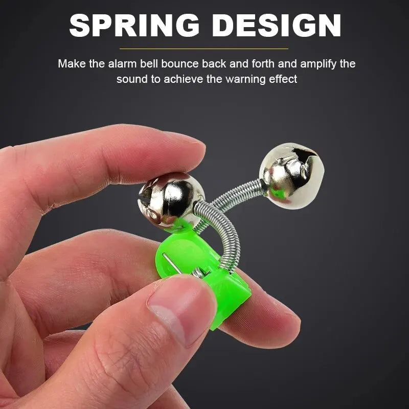 5/10pcs Fishing Bite Alarms Fishing Rod Bells Tip Clip Bells Ring Green ABS Fishing Accessory Outdoor Pole Fish Bites Indicators