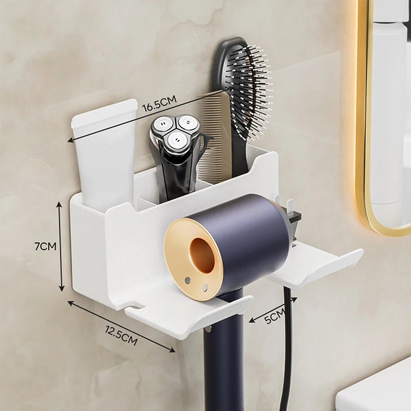 Hair Dryer Holder Wall Mounted Wall Dryer Cradle White Black GreyHairdryer Blow Dryer Organizer For Bathroom Bathroom Shelves