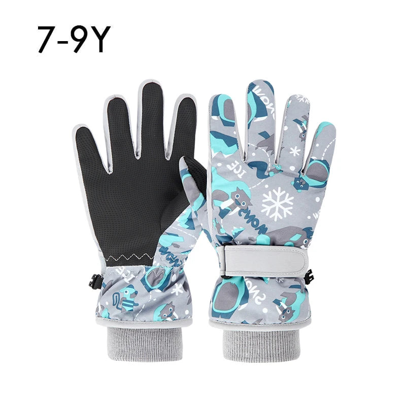 Winter Children Ski Gloves Thicken Waterproof Kids Gloves Snowboard Riding Snow Child Winter Gloves for Boys Girls 4-13Y