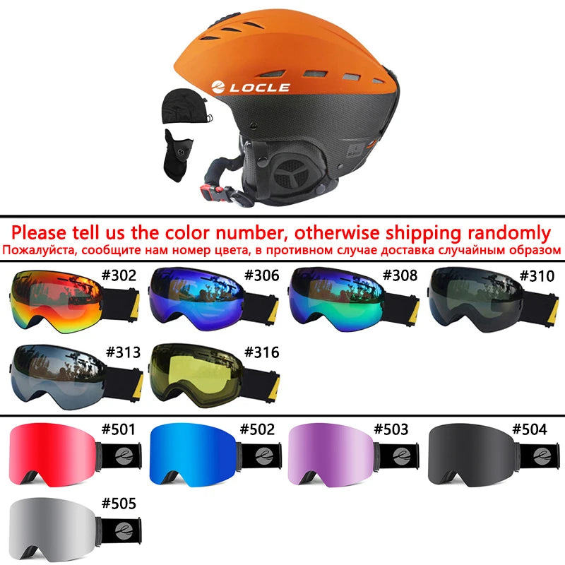 LOCLE Professional Skiing Helmet Men Women Children Ski Helmet Snow Skating Snowboard Snowmobile Skateboard Helmet Size 52-61cm