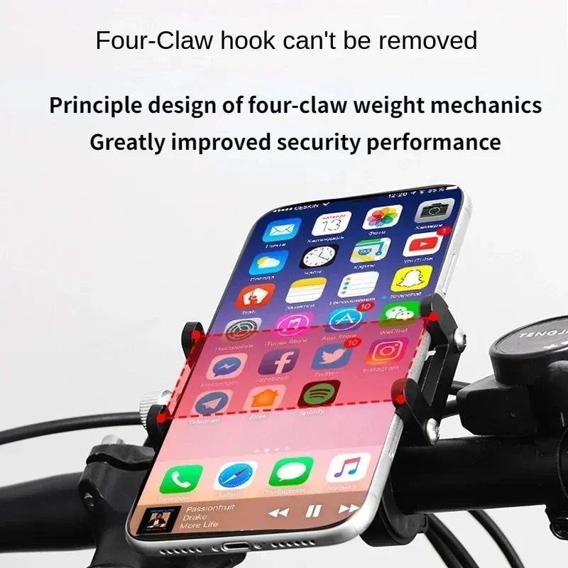 Bicycle Phone Holder Mount Universal Mobile Cell GPS Metal Riding MTB Motorcycle Stand Bracket Bike Moto Handlebar Antislip Clip