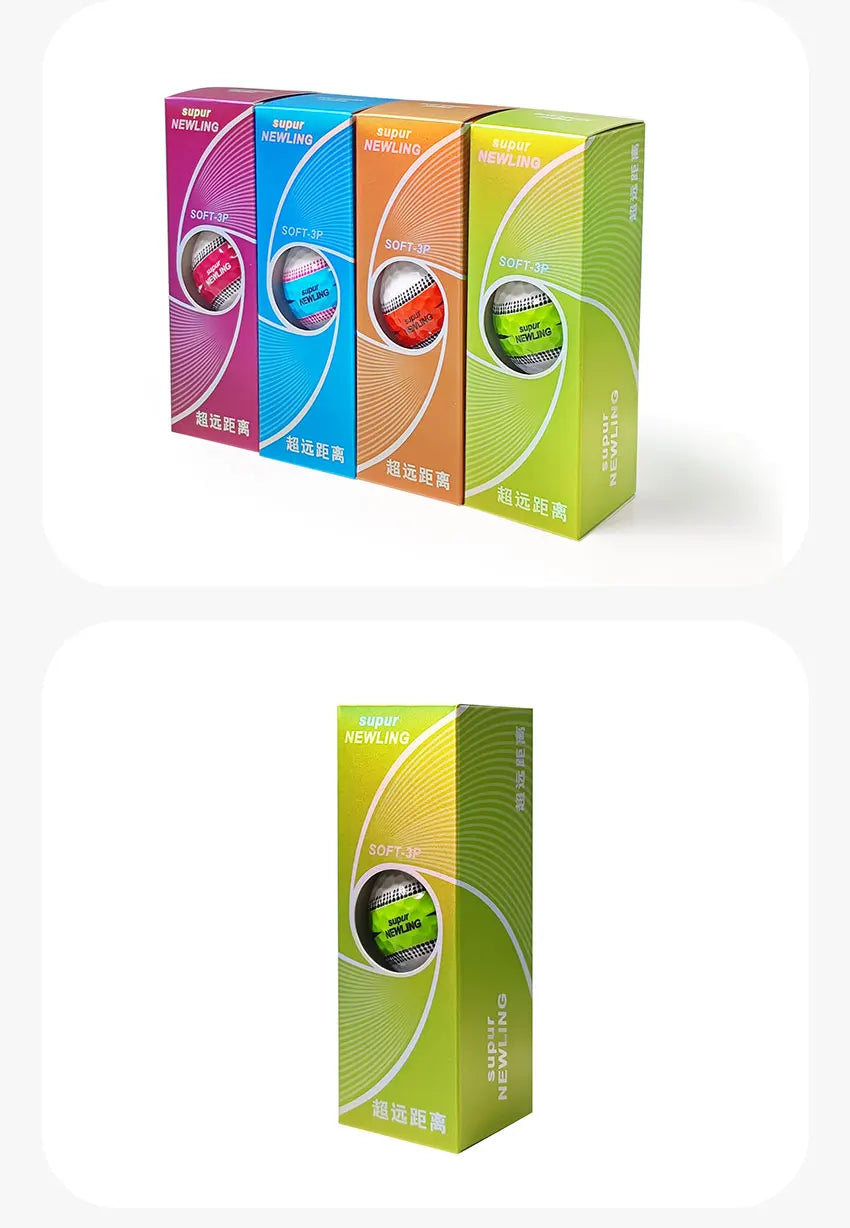 3pcs/box Supur NEWNING Golf Games Ball Three layer Ball for Professional Competition Game Gift for Golfers 4 Colors