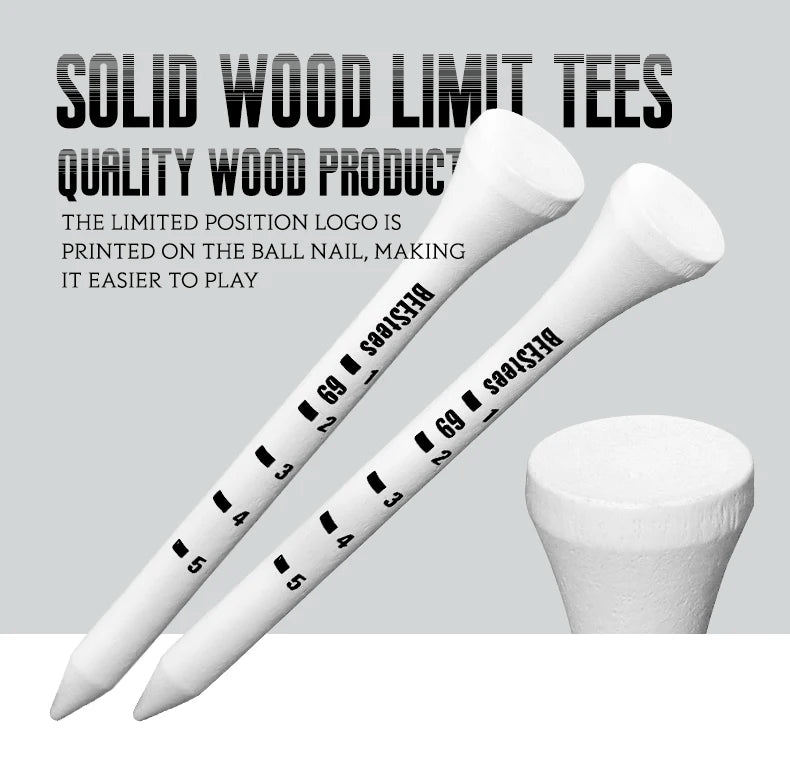Golf Tees 70mm Wood 100 PCS Professional White Wooden Striped Digital Scale Golf Tees 83mm White Golf Wood Tee Golf Accesories