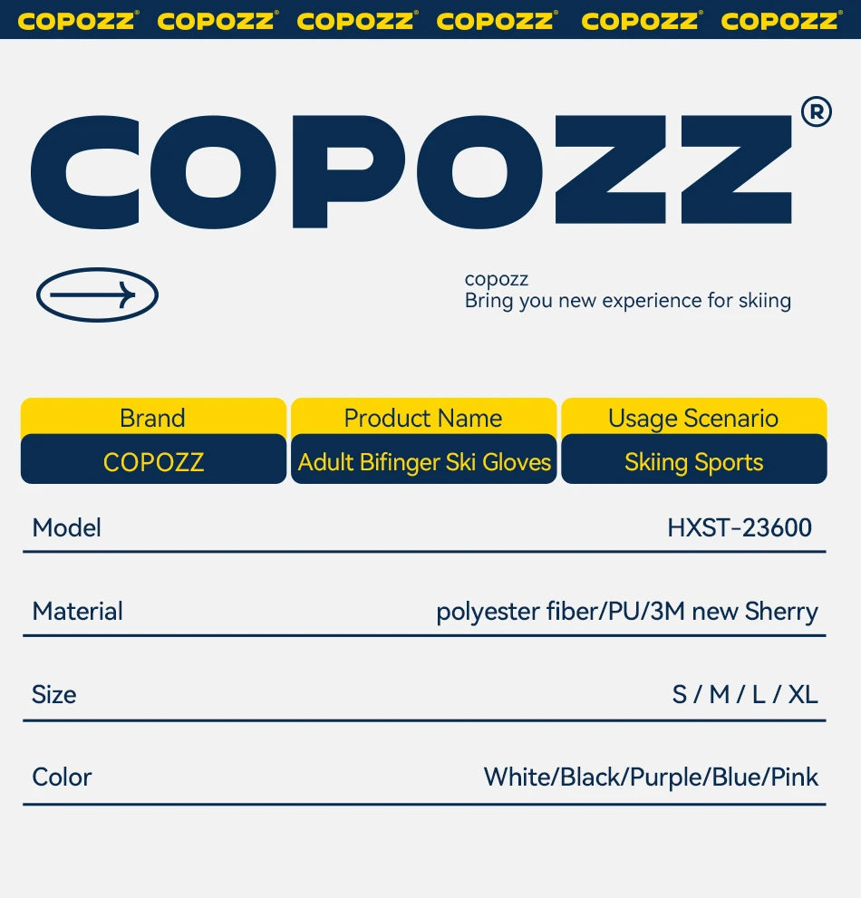 COPOZZ 3M Thinsulate Thick Adult Teenage Professional Snowboard Ski Gloves Windproof Winter Warm Thermal Snow Mittens Snowmobile