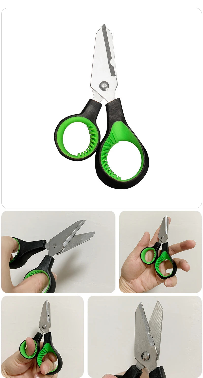 Shawto Titanium Coating Stainless Steel Fishing Scissor Plier Cut PE Braid Line Cutter Plies Carp Fishing Accessories Tools