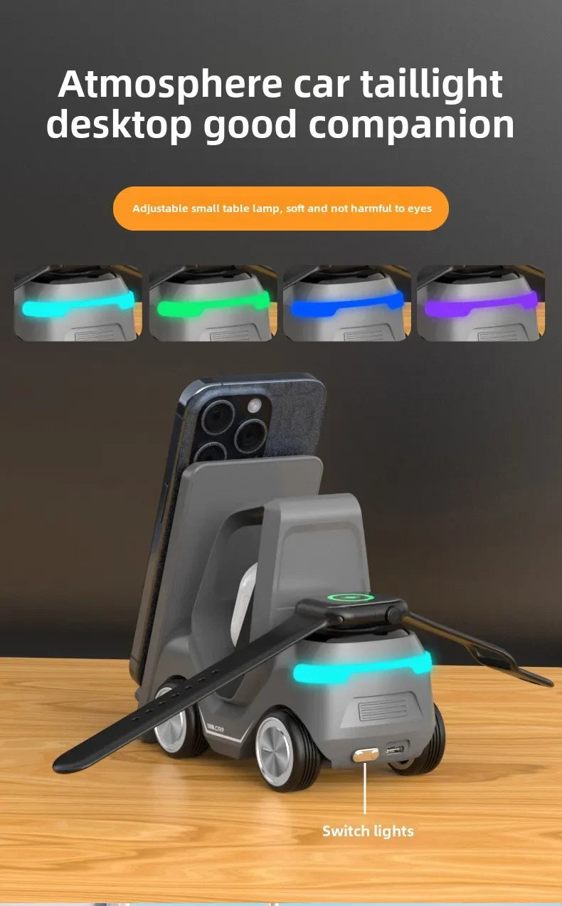 Small Forklift Wireless Charger Fast Charging Charging Station 3 in 1 High Speed Charger Base Stand for Cell Phone IWatch Airpod