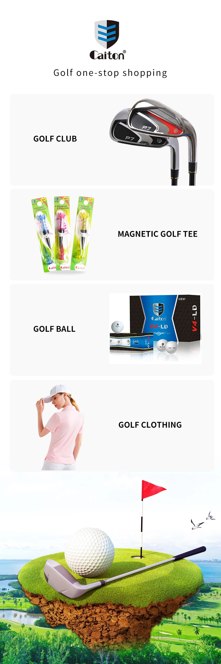 Caden Golf Detachable Metal Tee 2pcs2.76in and 3.15in, Red And Blue Two-color High-quality Magnetic Tee, Friction Small Golf Tee