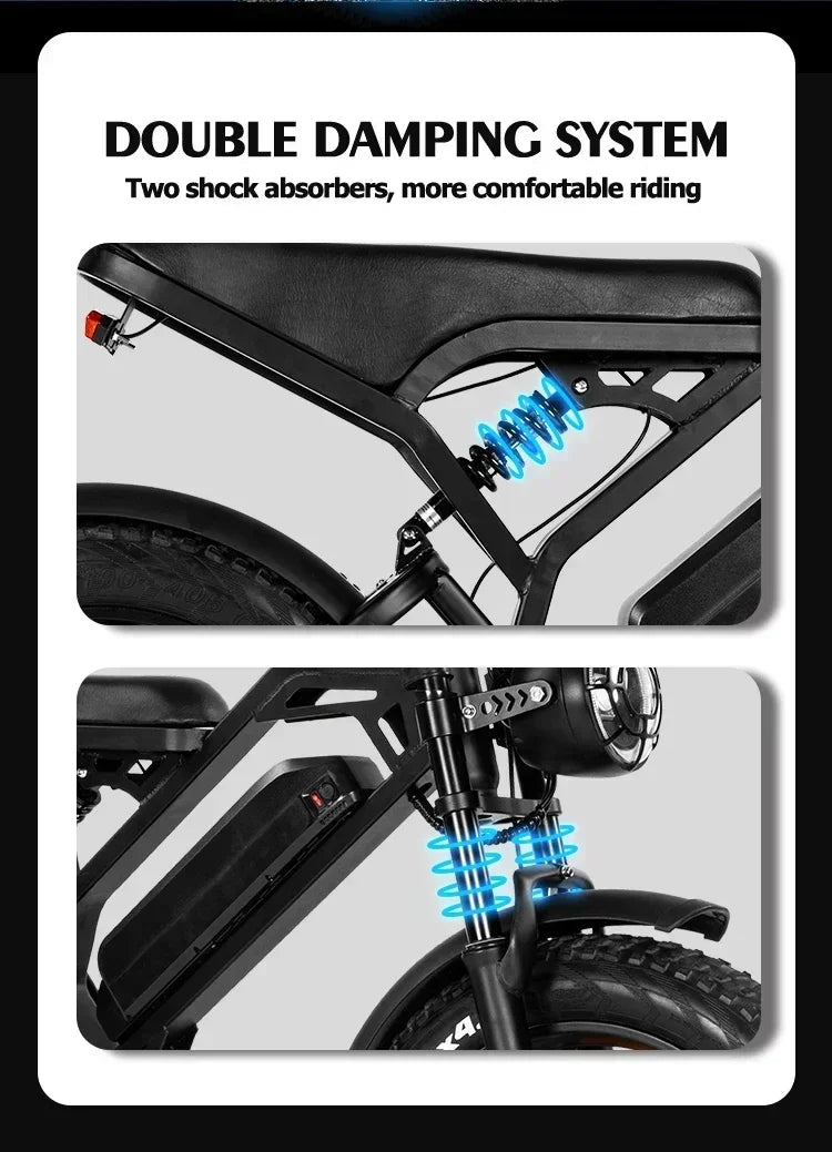 Upgraded Mode V20 Electric Bicycle 1000W 15AH Ebike 20 Inch Fat Tire Electric City Mountain Bike Unisex Electric Bike