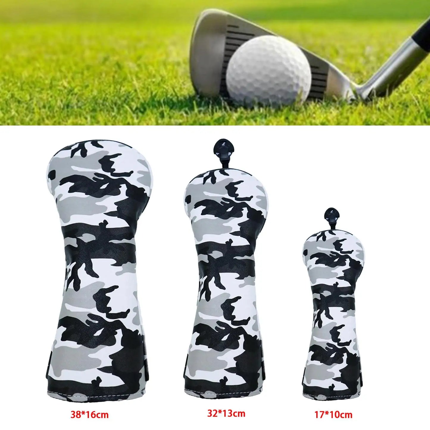 Durable Camo Golf Wood Head Cover Driver Fairway Headcover Sleeve Protector