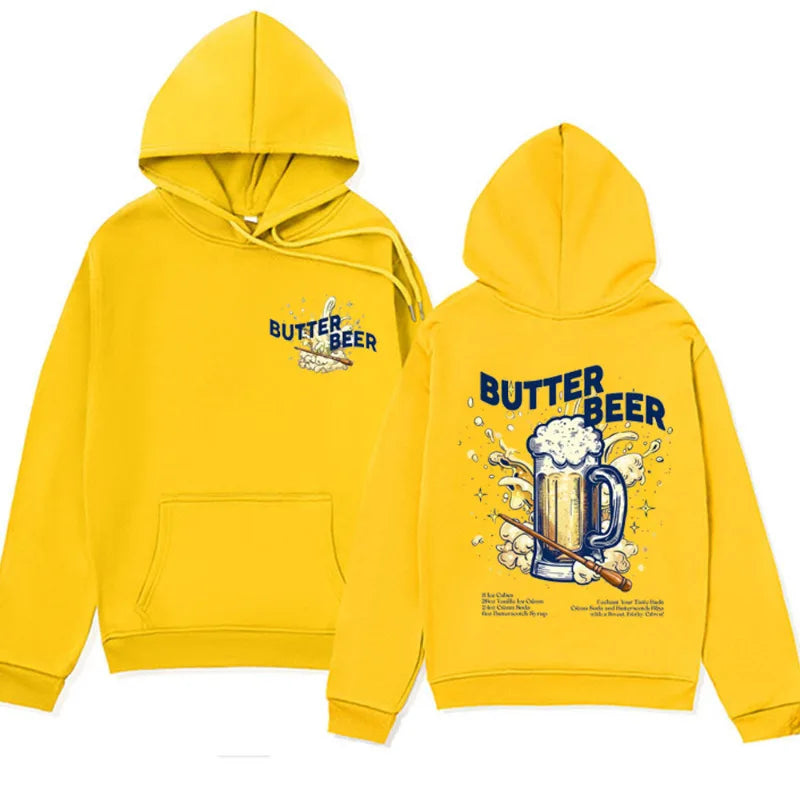 BUTTER BEER Unisex Hoodies Wizard World Drink Themed Gift Sweatshirts Fashion Oversized Streetwear Hoodie Men Fleece Pullover