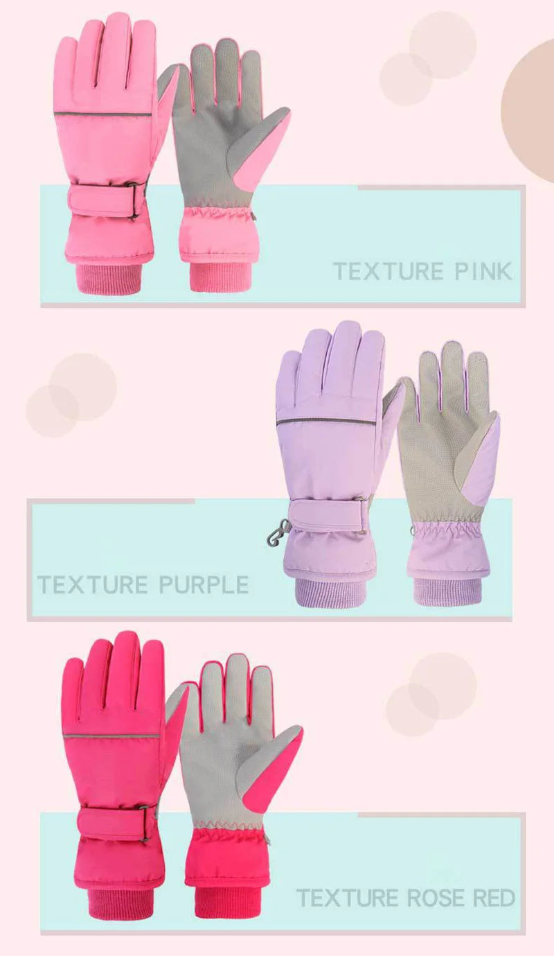 High Quality Kids Ski Gloves Winter Snowboard Snow Children Glove for Boys Girl Waterproof Thicken Mittens Keep Finger Warm 2023