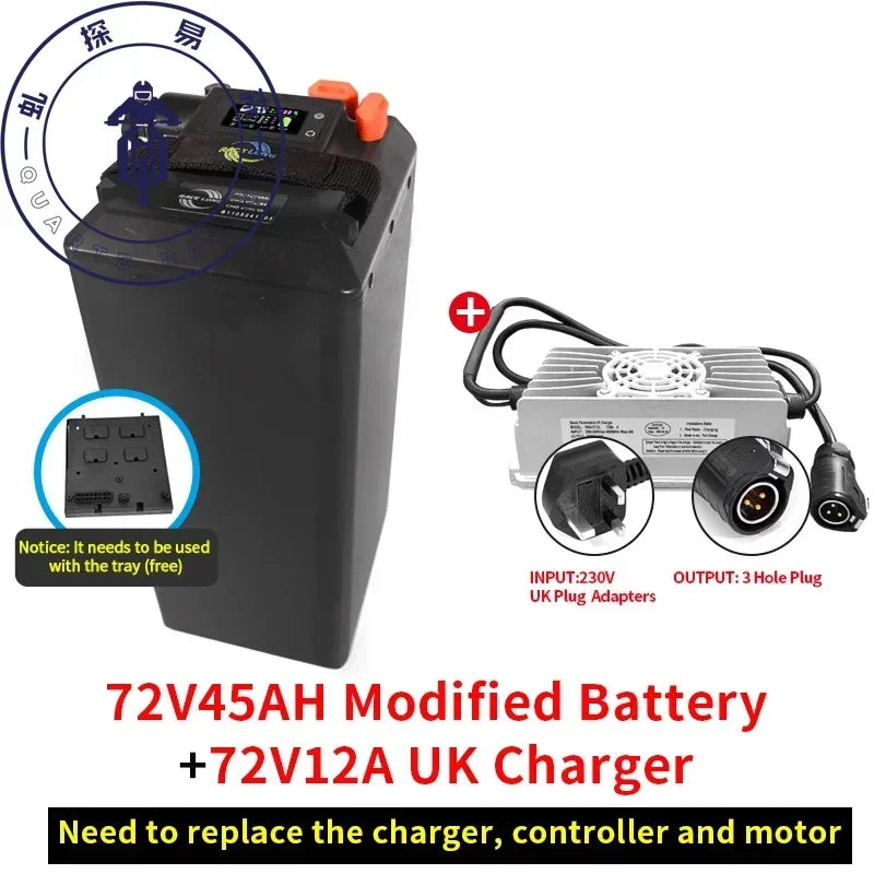 For Light Bee X Segway X160 X260 Battery Large Capacity Bluetooth 72V50AH 60V65AH Direct Replacement Ant BMS Dirtbike Battery
