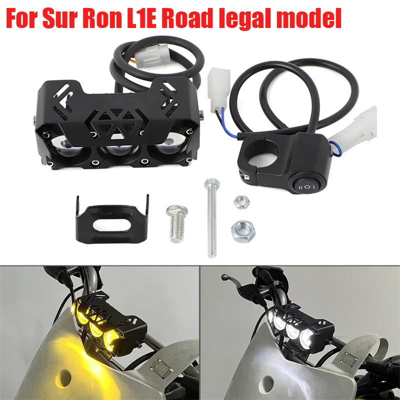 80w brighter Yellow and White light LED Headlight Front Light Bar & Switch Kit For Surron L1E Road Legal Model For Sur ron