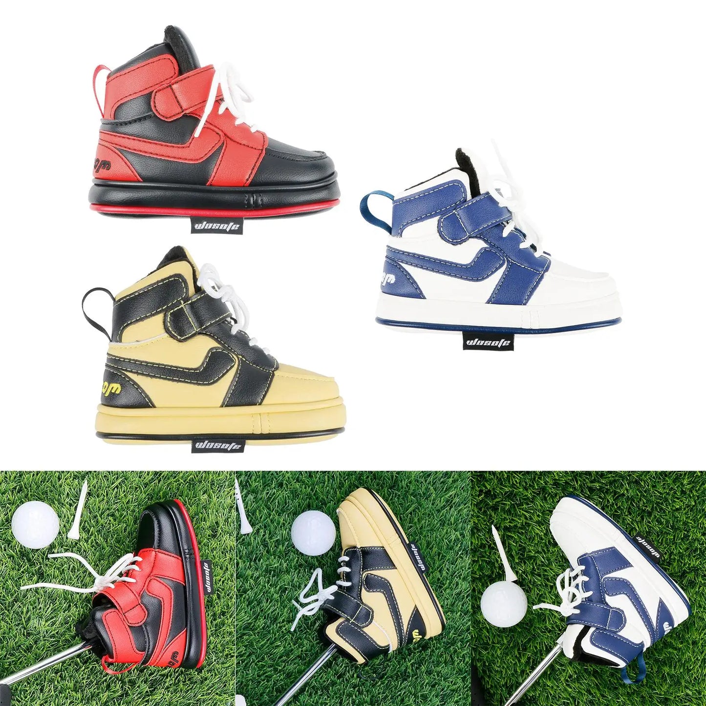Golf Blade Putter Cover Embroidered PU Headcover Funny Shoe Shape Fits