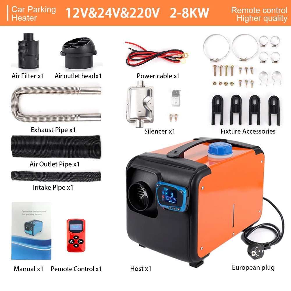 5KW-8KW Car Heater 12V/ 24V/ 220V 3in 1 Car Air Diesel Heater For Bus Auto Boats Trucks RV Ships Air Diesel Parking Heater
