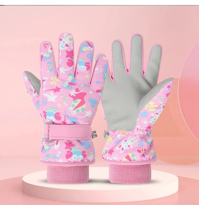 Winter Children Ski Gloves Thicken Waterproof Kids Gloves Snowboard Riding Snow Child Winter Gloves for Boys Girls 4-13Y