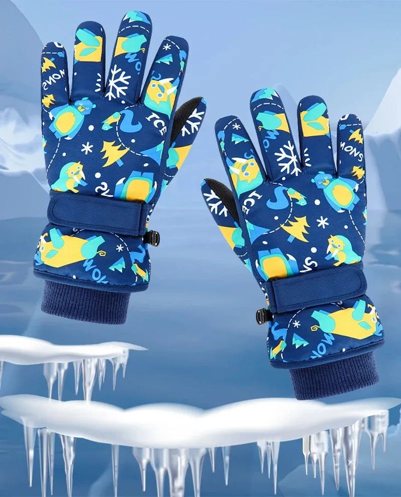 Winter Children Ski Gloves Thicken Waterproof Kids Gloves Snowboard Riding Snow Child Winter Gloves for Boys Girls 4-13Y