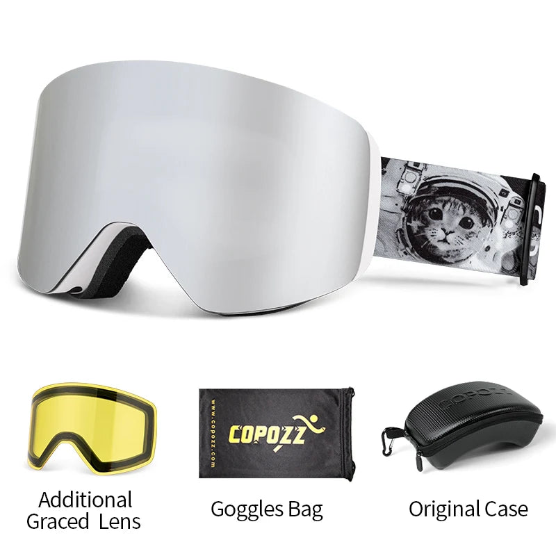 COPOZZ OTG Ski Goggle Snowboard Mask For Men Women Yellow Lens Case Eyewear Kit Cylindrical UV400 Protection Snow Glasses Adult