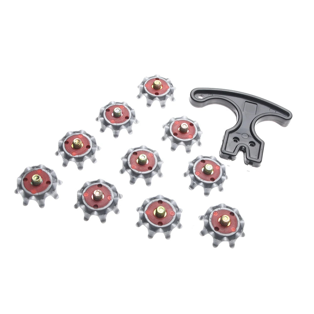 10Pcs Soft Golf Shoe Spikes Metal Thread Studs Replacement Twist Shoe Spikes Replacement Set With Wrench Tool