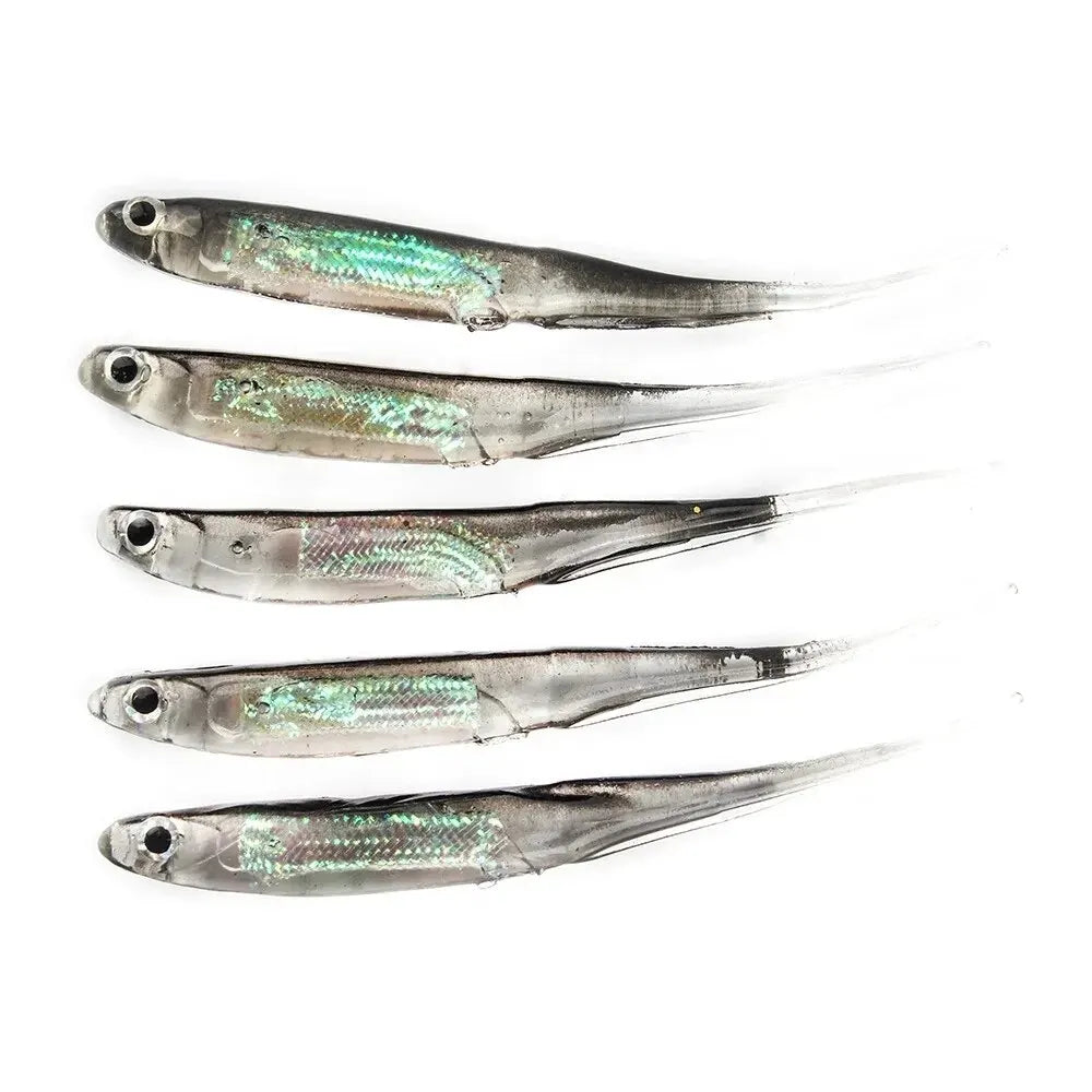 5pcs/lot Fishing Soft Bait T Tail Fish Fishing Lures Rainbow Color Sequin Swing Fishing Spinner Bait