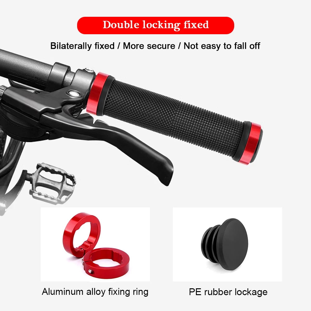 Bicycle Handle Bar Grips Road Mountain Bike Rubber Handlebar Grips MTB Alloy Bilateral Lock Non-slip Grips Cycling Accessories