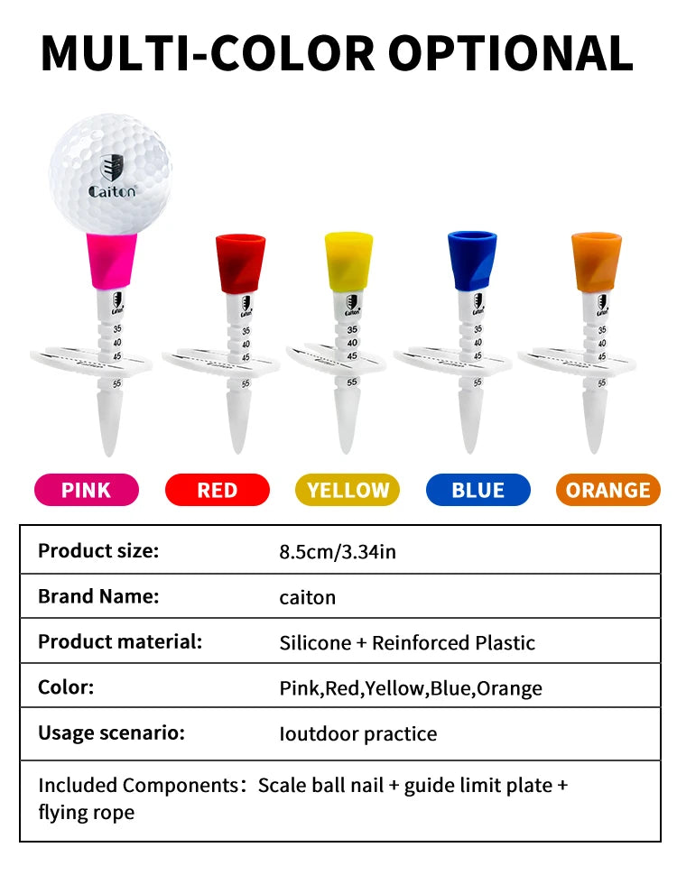 Caiton Cdjustable Golf Tee, Easy Tee, Excellent Durability And Multi-Function, Adjustable Height in 35-55mm/2.17inMulticolor Opt