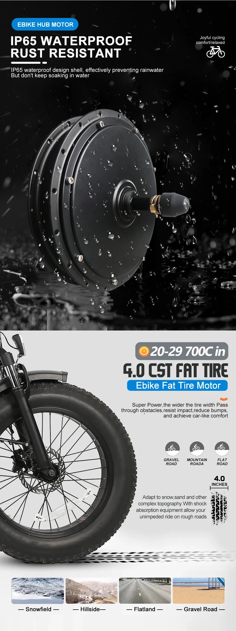 Electric Bike Motor 48V 2000W/1000W/1500W Brushless Non-gear Hub Motor for Ebike Conversion KIt and Scooter