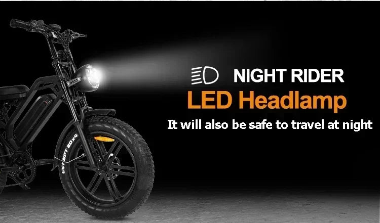 Upgraded Mode V20 Electric Bicycle 1000W 15AH Ebike 20 Inch Fat Tire Electric City Mountain Bike Unisex Electric Bike