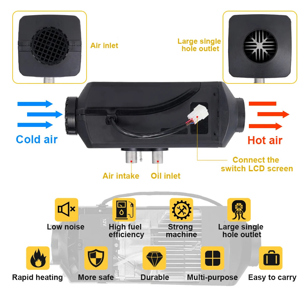 5-8KW Diesel Gasoline Dual Mode 12V 24V Air Heater Kit Diesel Universal Heater With Remote Control For Motor Trucks