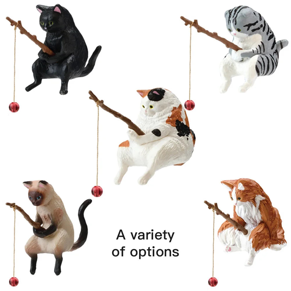 Fish Tank Fishing Cat Hanging Creative Landscape Office Ornaments Fishing Fun Mini Decorative Micro-Landscape