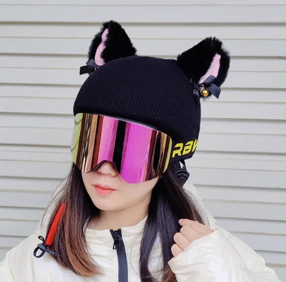 Ski Helmet Cover Cute Cartoon Warm Personality Single Double Board Helmet Cap Bicycle Helmet Doll Decoration Windproof Cover