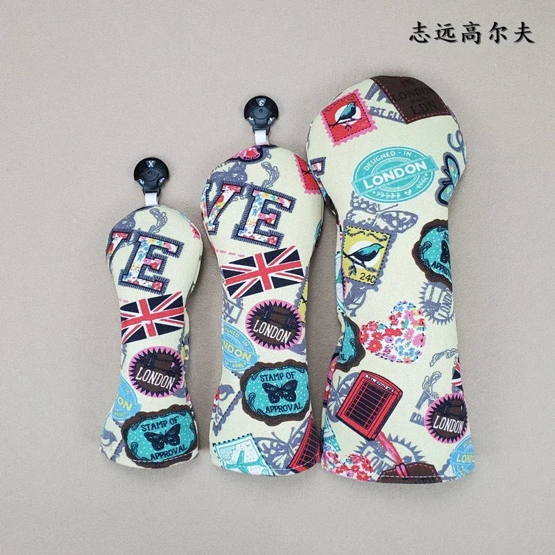 Color printed Universal Golf Club Driver fairway wood UT putter head cap Club protective cover tarp, free shipping